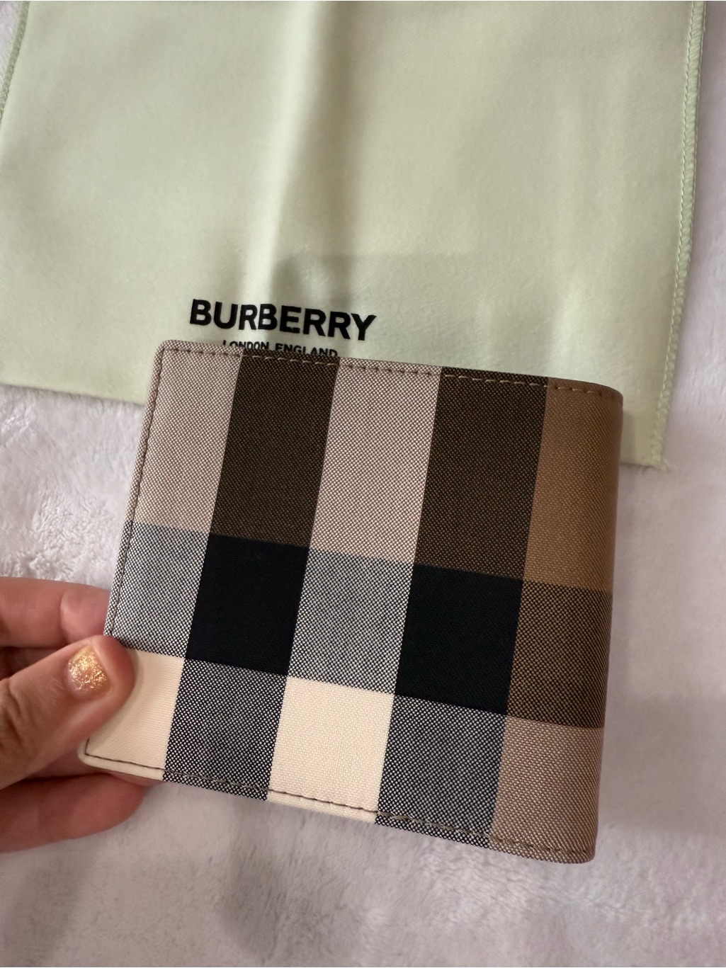 Burberry Check Bi-Fold Wallet In Beige, Black And Brown